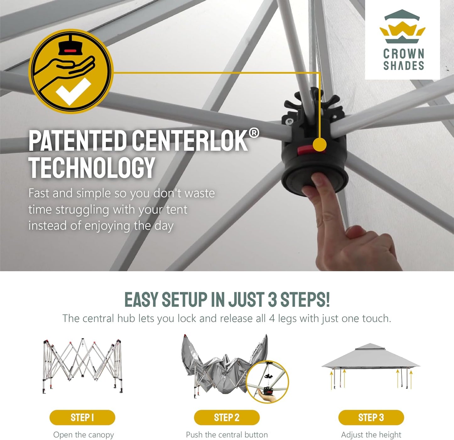 13x13 Pop Up Gazebo Canopy Tent with Wheeled Storage Bag Grey