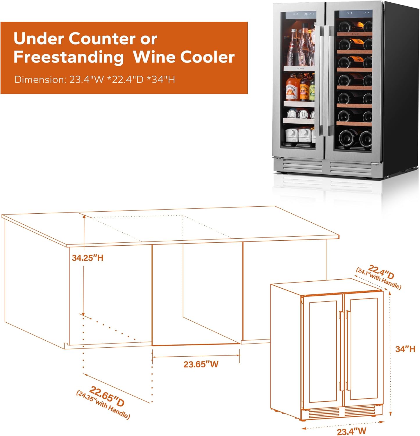 24 Inch Wine Fridge 54 Bottle Wine Cooler Refrigerator