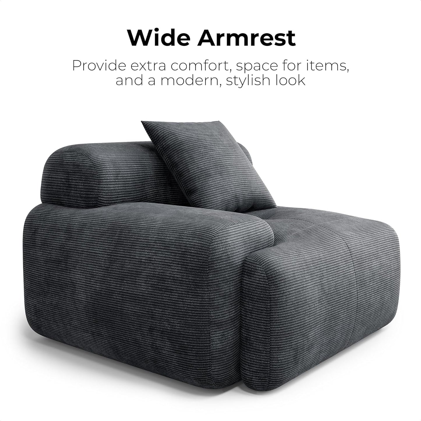118 Inch L Shaped Modular Sofa with Ottoman Corduroy Beige