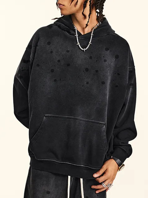 410g Wash Old Dotted Cotton Hoodie
