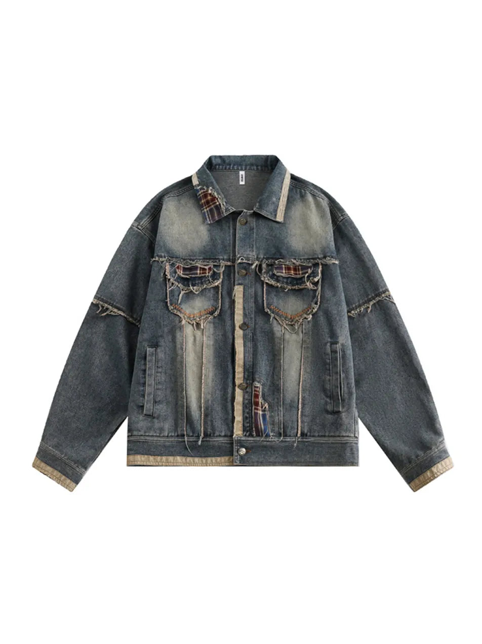 Men's Casual Daily Wear Distressed Denim Jacket