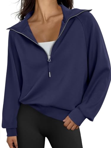 Womens Oversized Sweatshirts Half Zip Pullover Long