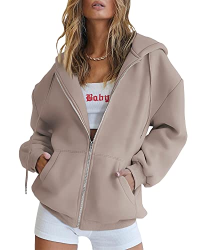 Womens Zip Up Hoodies Long Sleeve Fall Oversized Sweatshirts