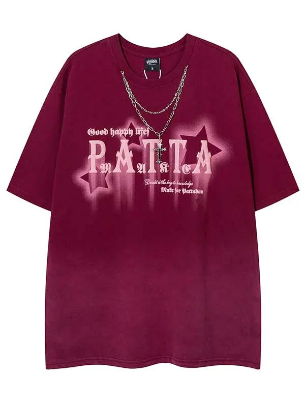 Men's Washed Vintage Graphic Tee With Necklace
