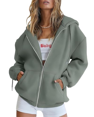 Womens Zip Up Hoodies Long Sleeve Fall Oversized Sweatshirts