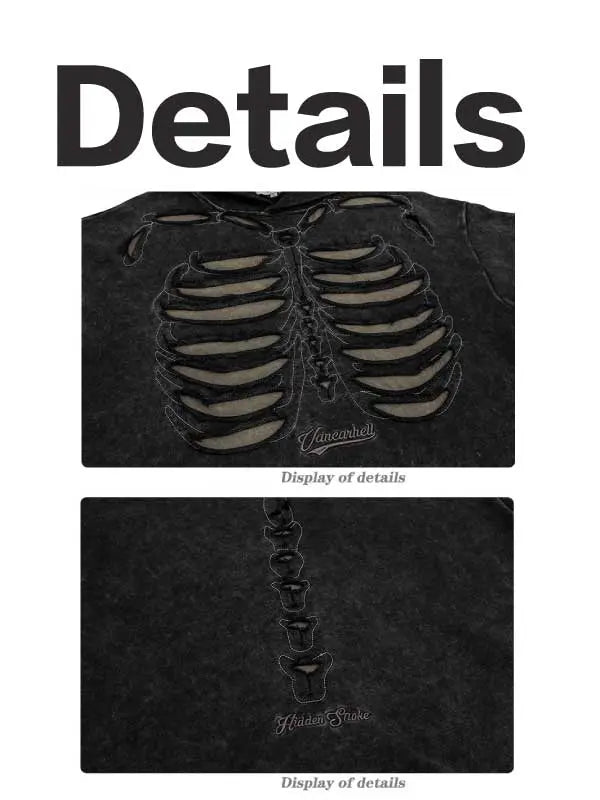 Men's Loose Fit Skull Print Hooded Sweatshirt