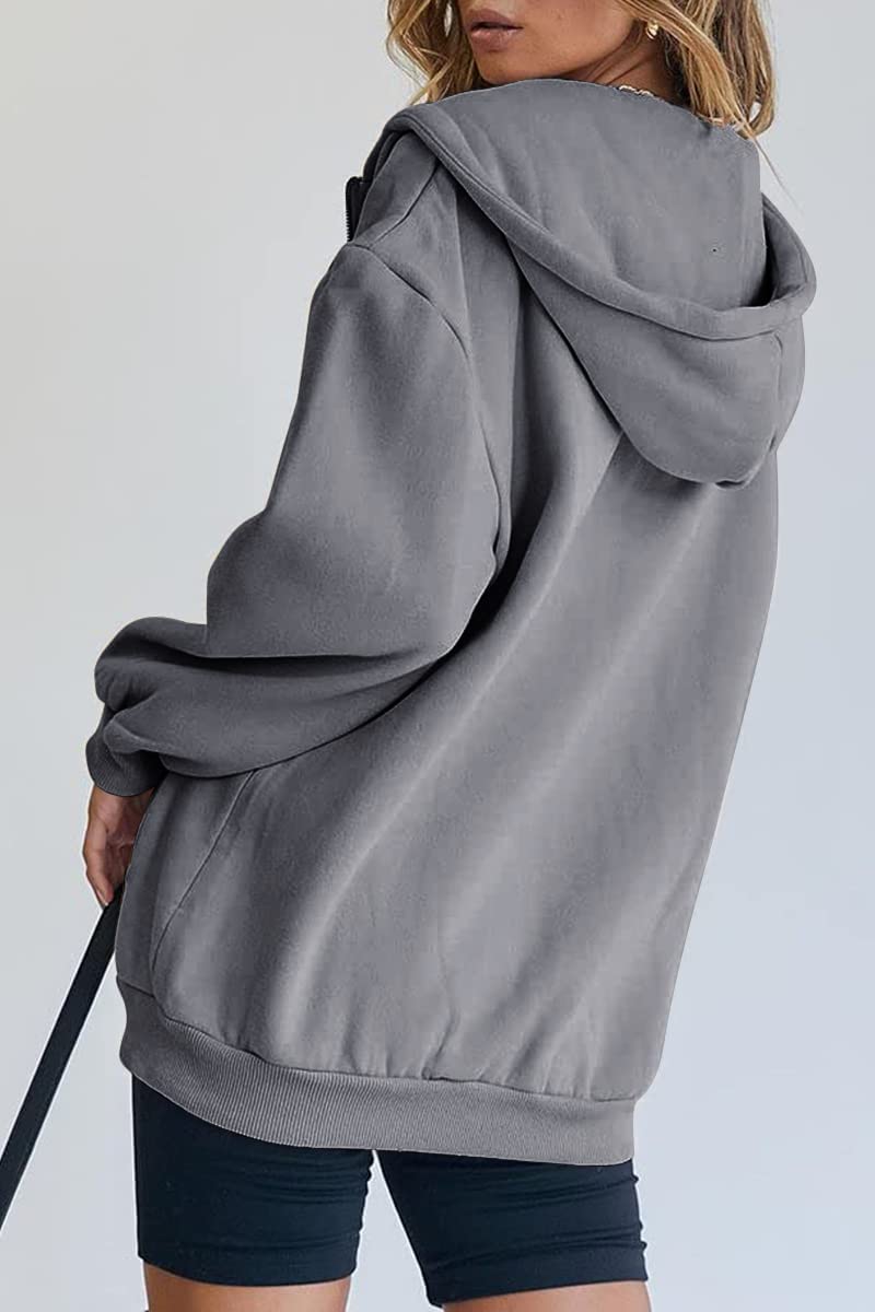 Womens Zip Up Hoodies Long Sleeve Fall Oversized Sweatshirts