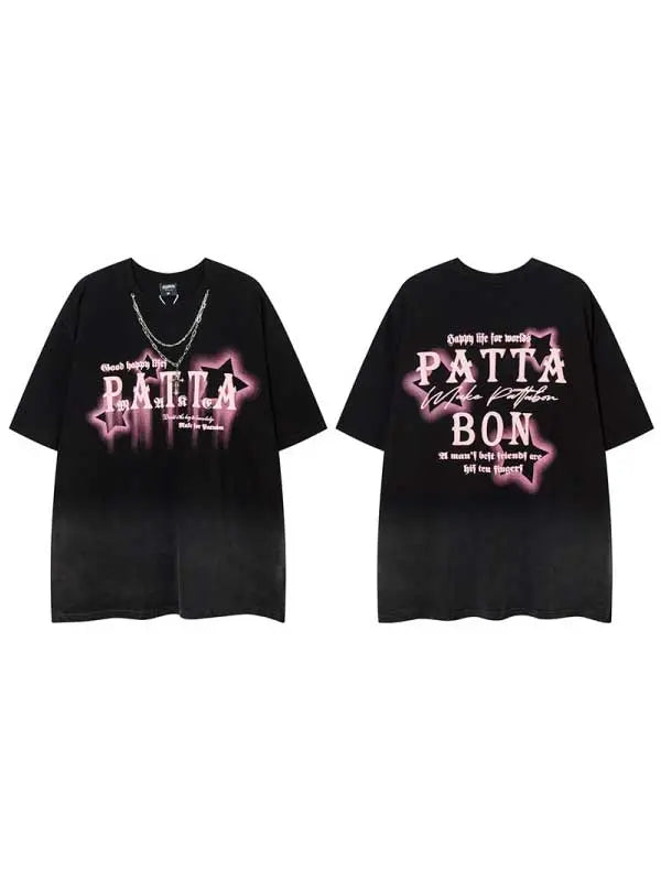Men's Washed Vintage Graphic Tee With Necklace