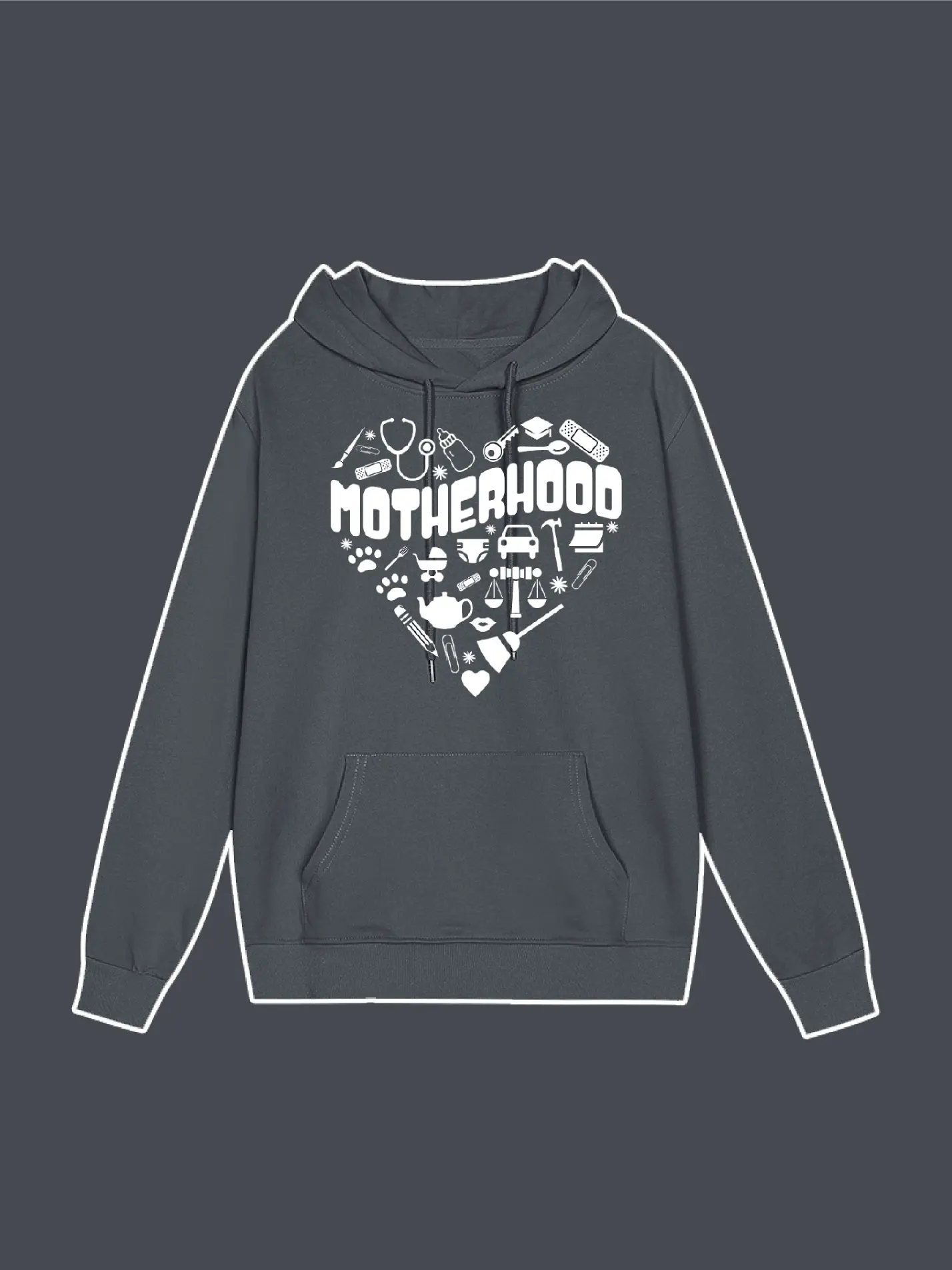 Motherhood Heart Graphic Hoodie Custom