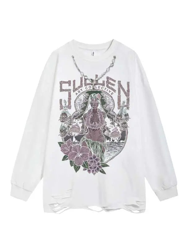 Men's Necklace Crew Neck Graphic Sweatshirt