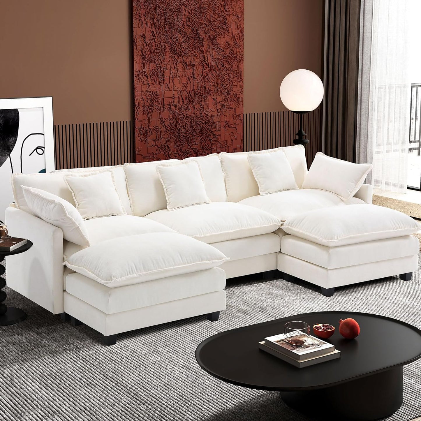 146" U-Shaped Modern Sofa Modular Sectional Cloud Couch