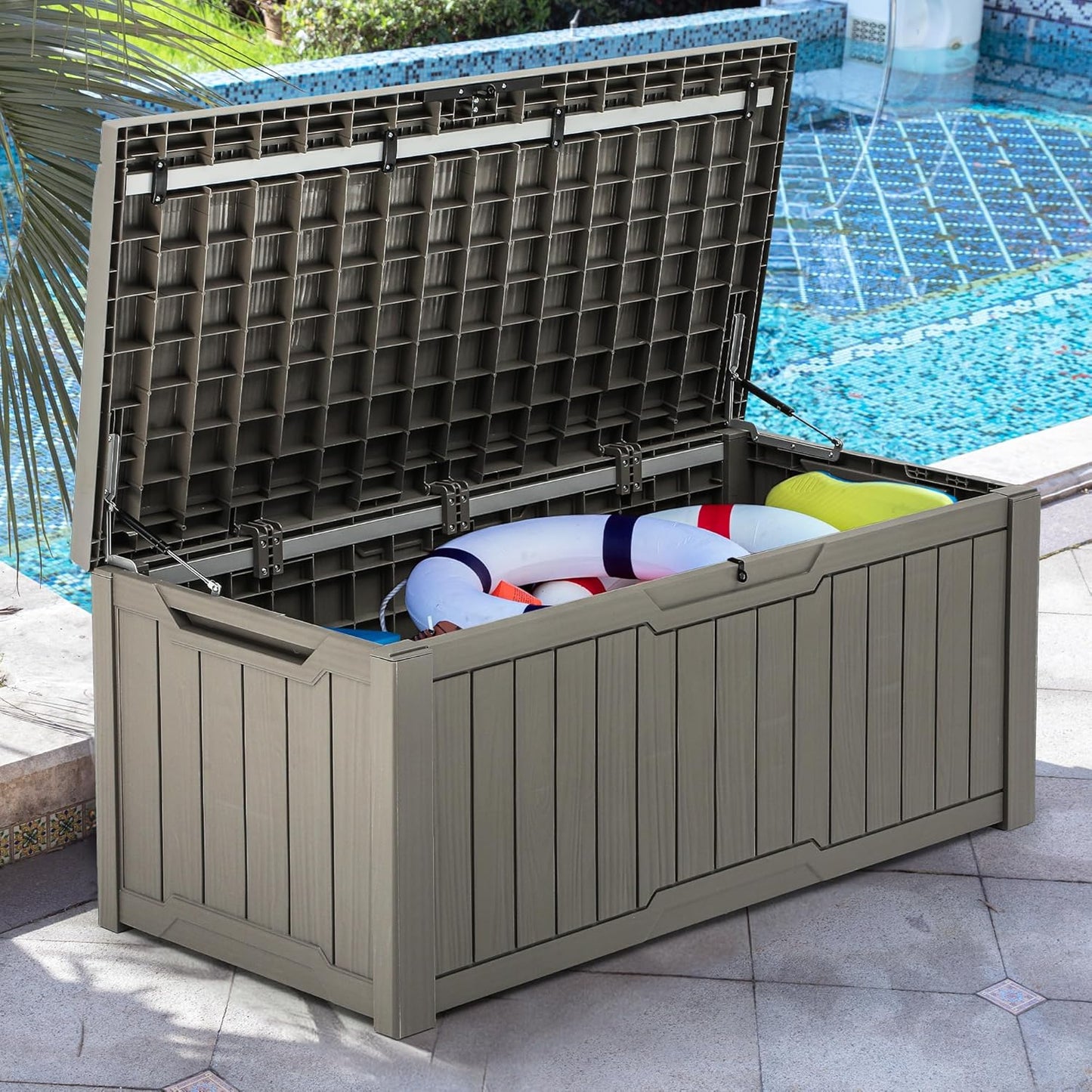 YITAHOME 120 Gallon Large Deck Box Upgraded Resin Outdoor Storage Boxes