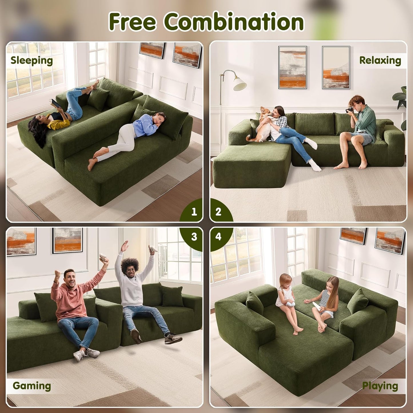 104" Cloud Sectional Couch with L-Shape Chaise