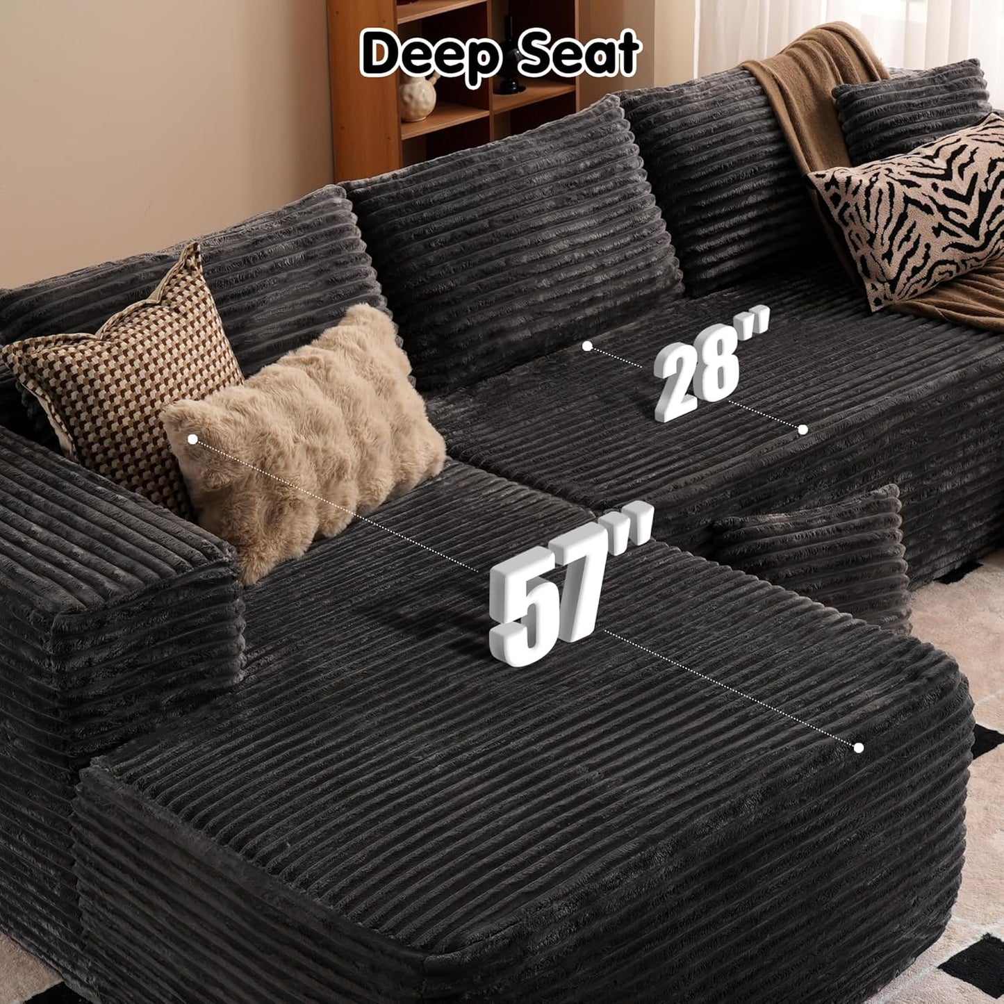104" Cloud Sectional Couch with L-Shape Chaise