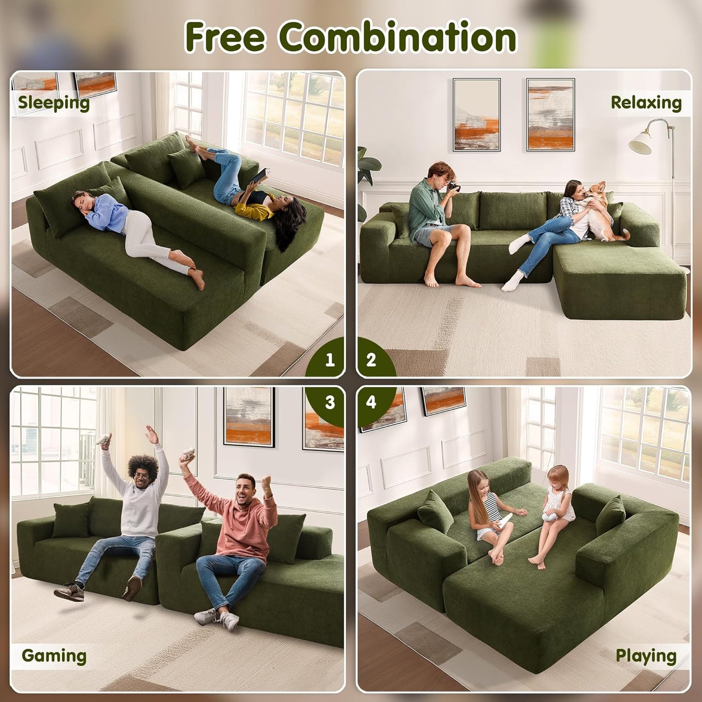 104" Cloud Sectional Couch with L-Shape Chaise