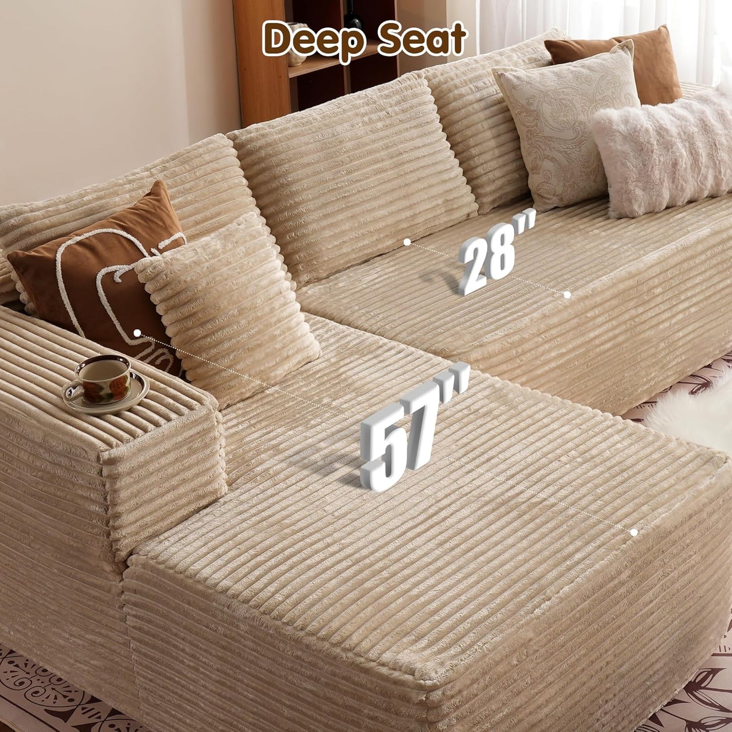 104" Cloud Sectional Couch with L-Shape Chaise