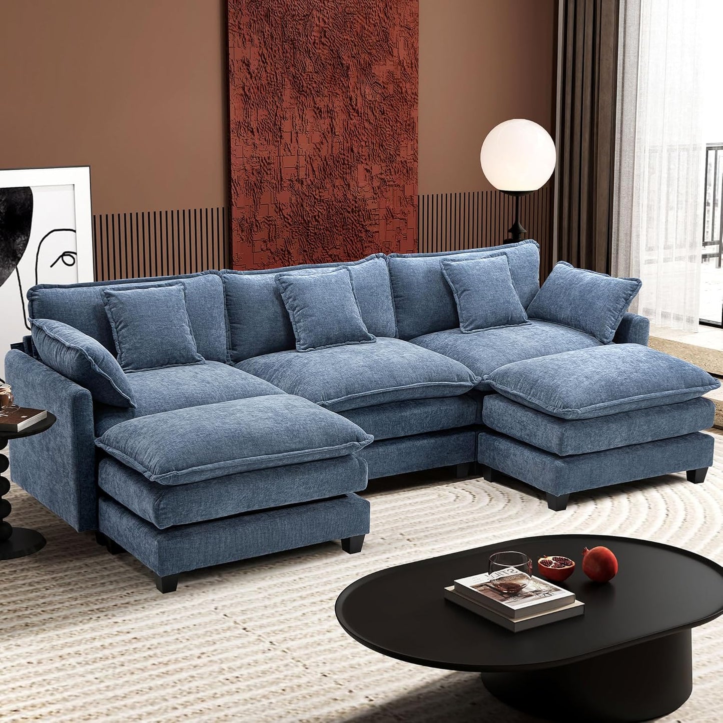 146" U-Shaped Modern Sofa Modular Sectional Cloud Couch