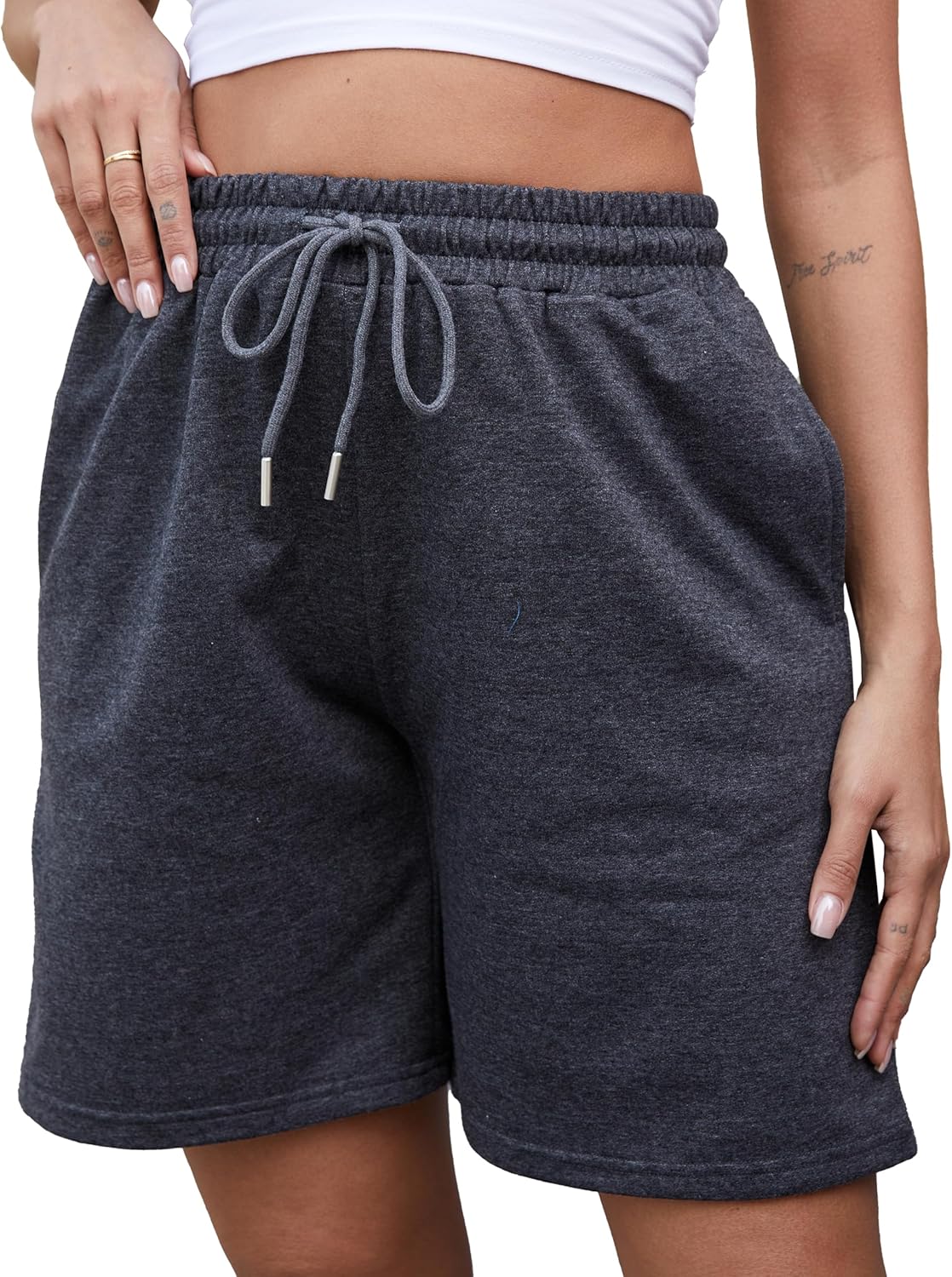 Womens Athletic Shorts Jogger Sweat Summer Loose Drawstring Bermuda Shorts with Pockets
