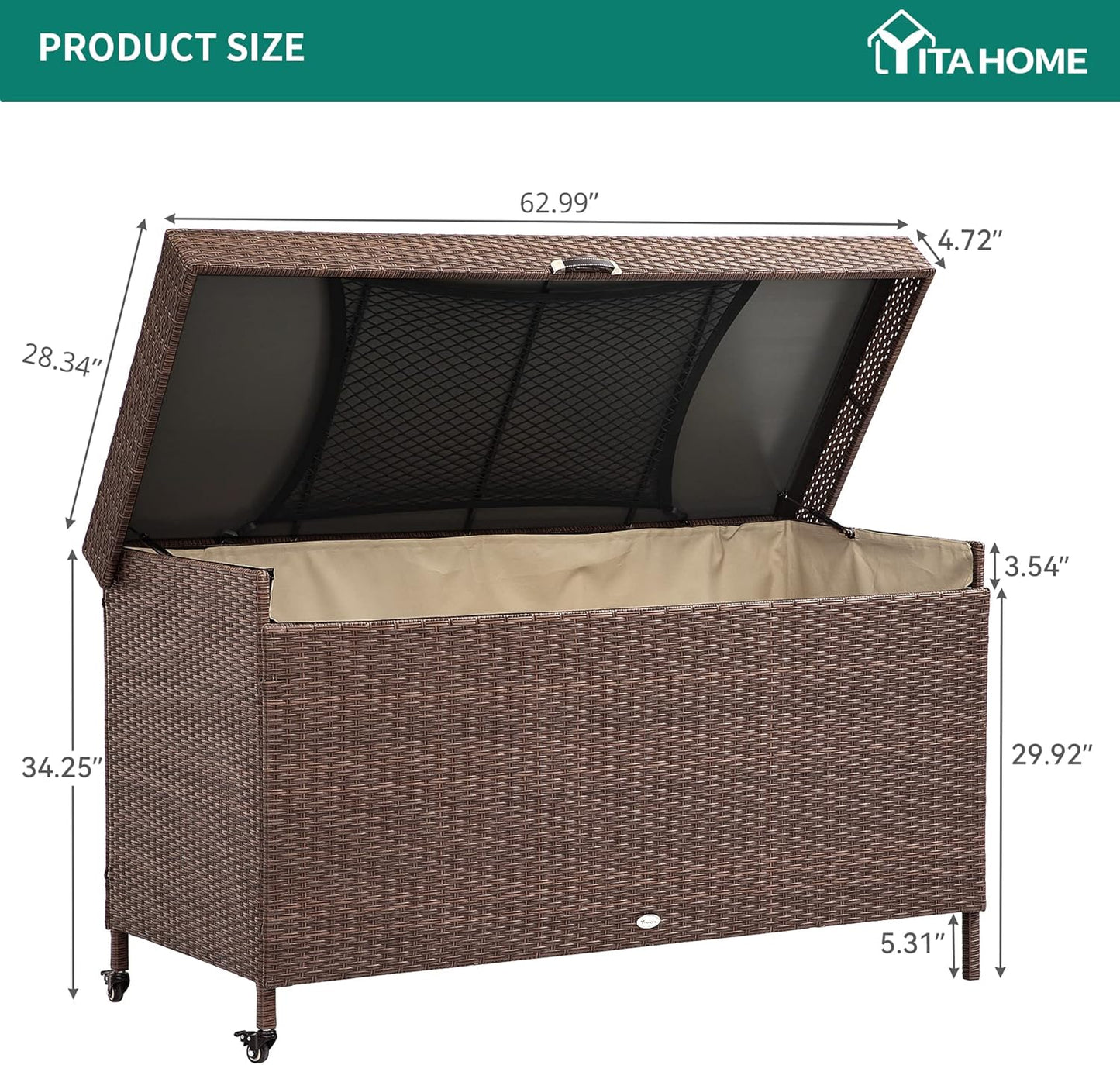 230 Gallon Deck Box XXL Wicker Outdoor Storage Box