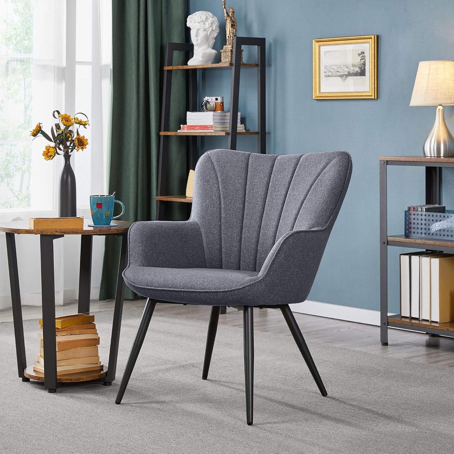Yaheetech PU Leather Armchair Modern Accent Chair with Metal Legs