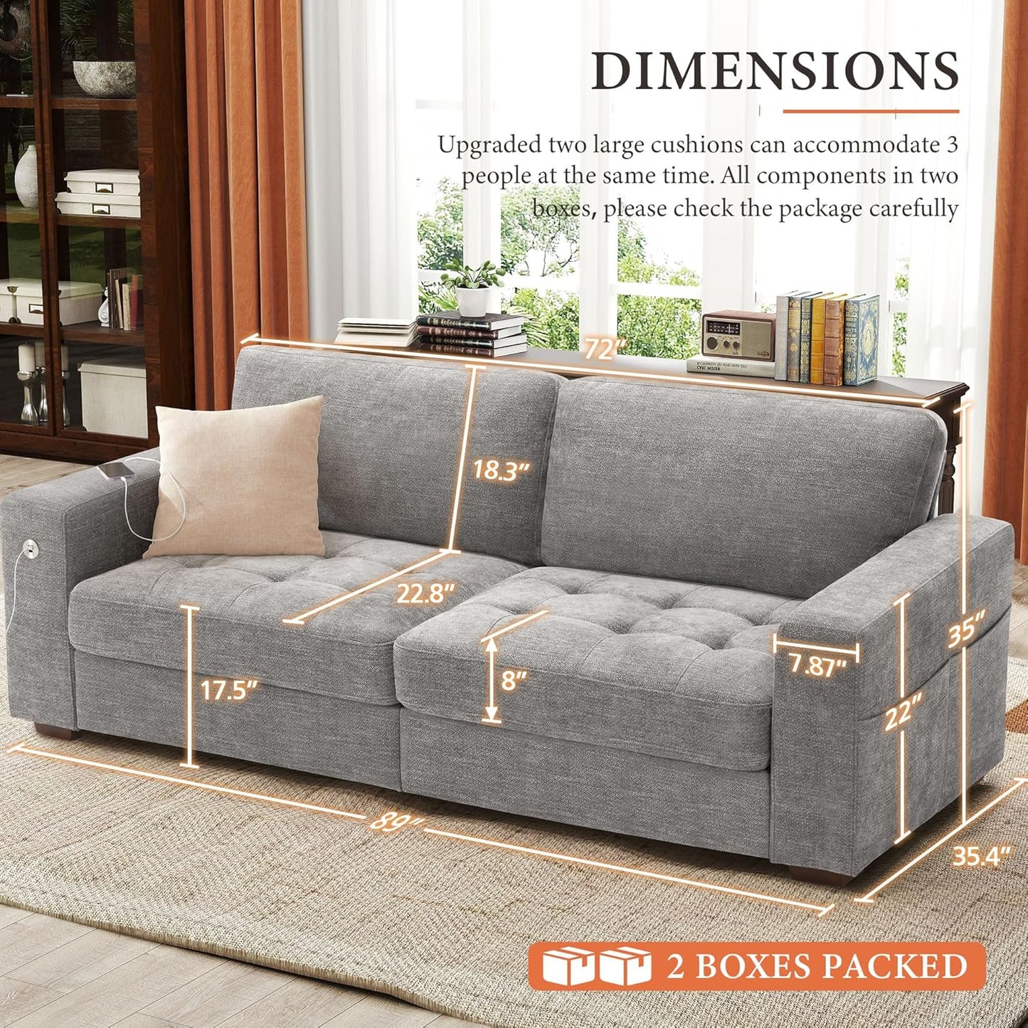 146" U-Shaped Modern Sofa Modular Sectional Cloud Couch