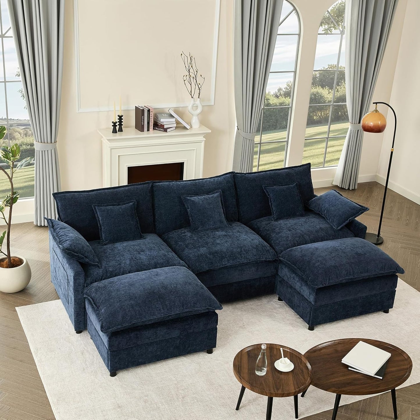 108" U Shaped Couch Modular Sectional Sofa