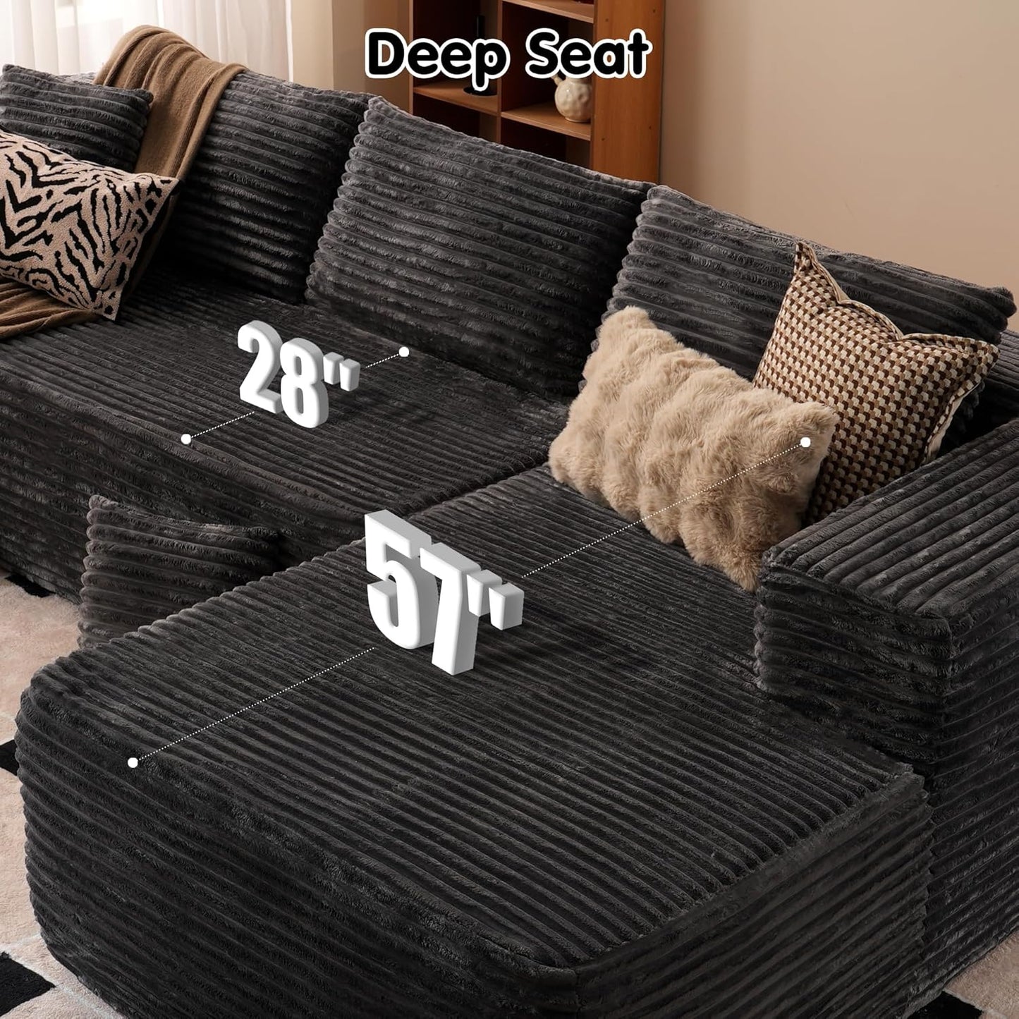 104" Cloud Sectional Couch with L-Shape Chaise