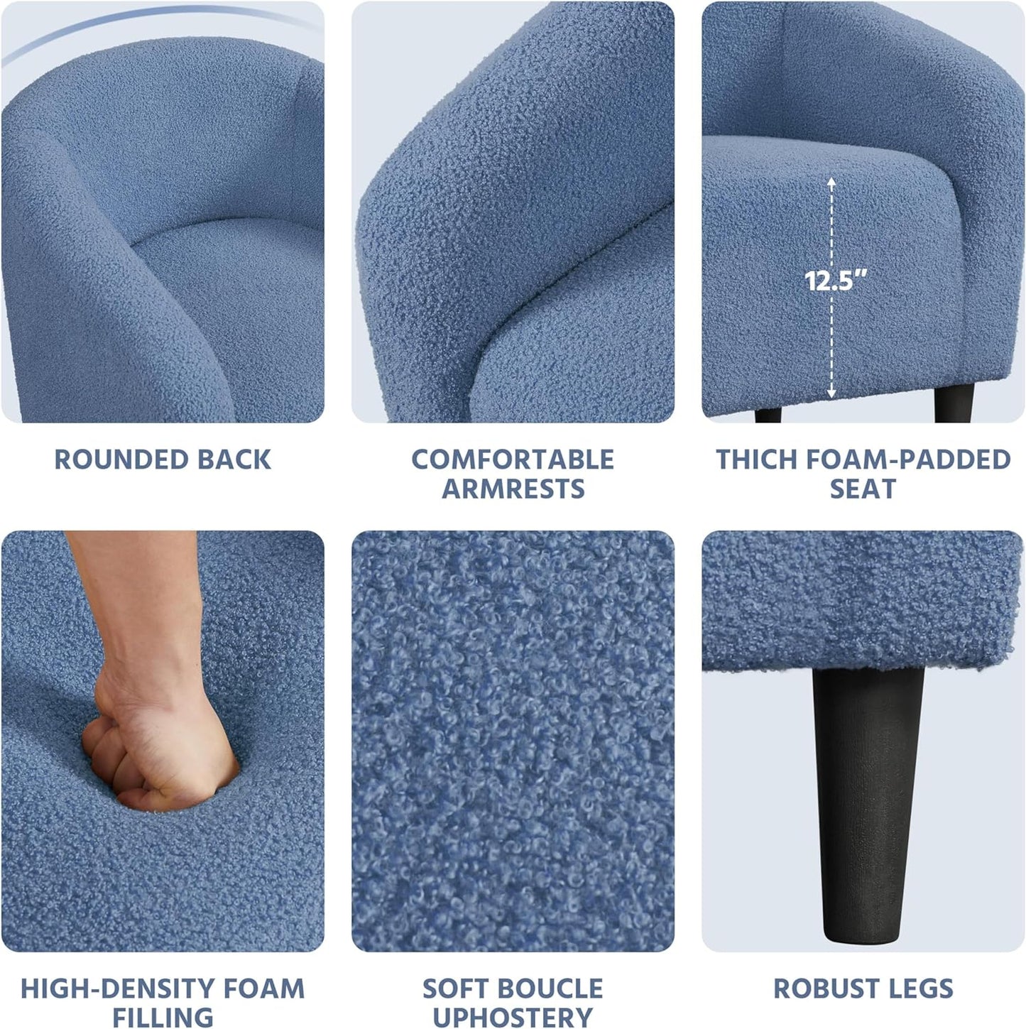 Yaheetech Accent Barrel Chair Boucle Fabric Club Chair