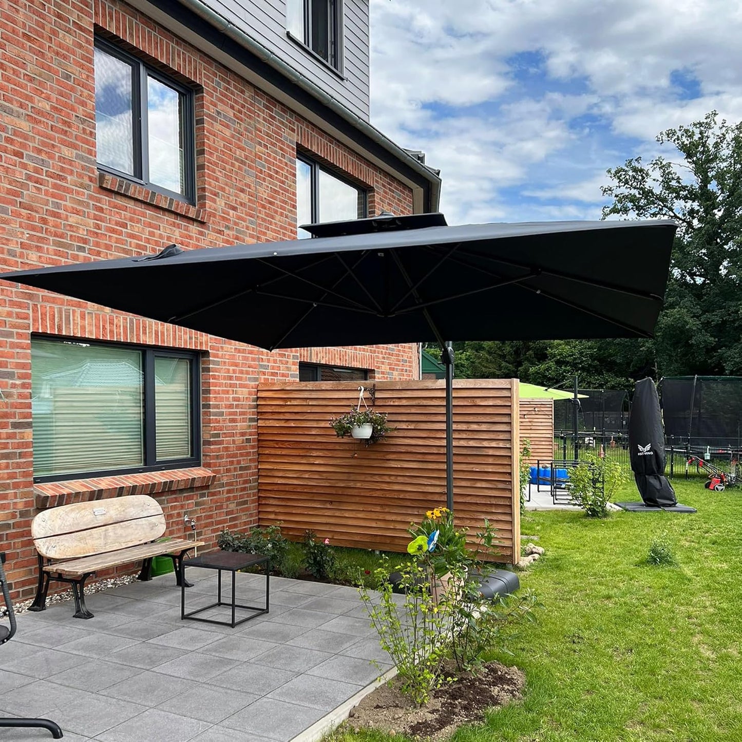 12ft Patio Umbrella with Base Large Outdoor Square Umbrella