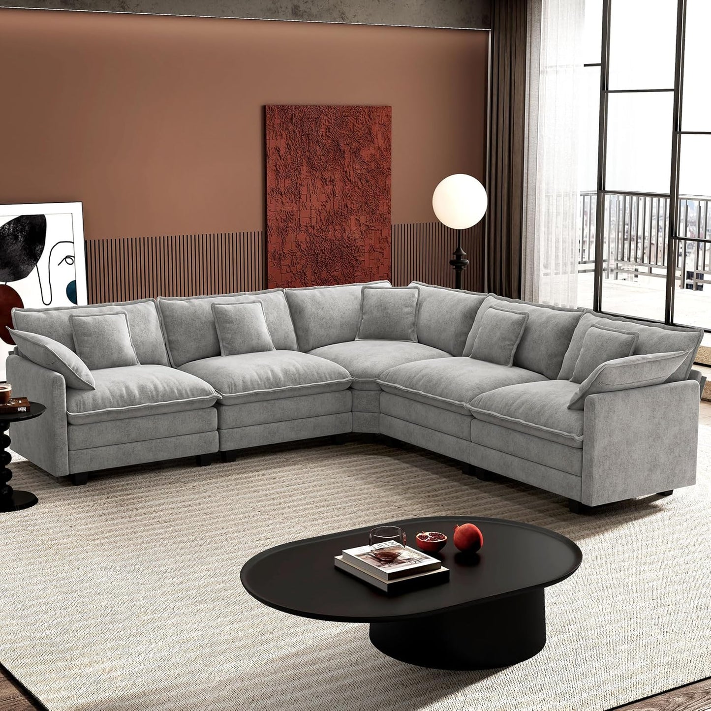 146" U-Shaped Modern Sofa Modular Sectional Cloud Couch