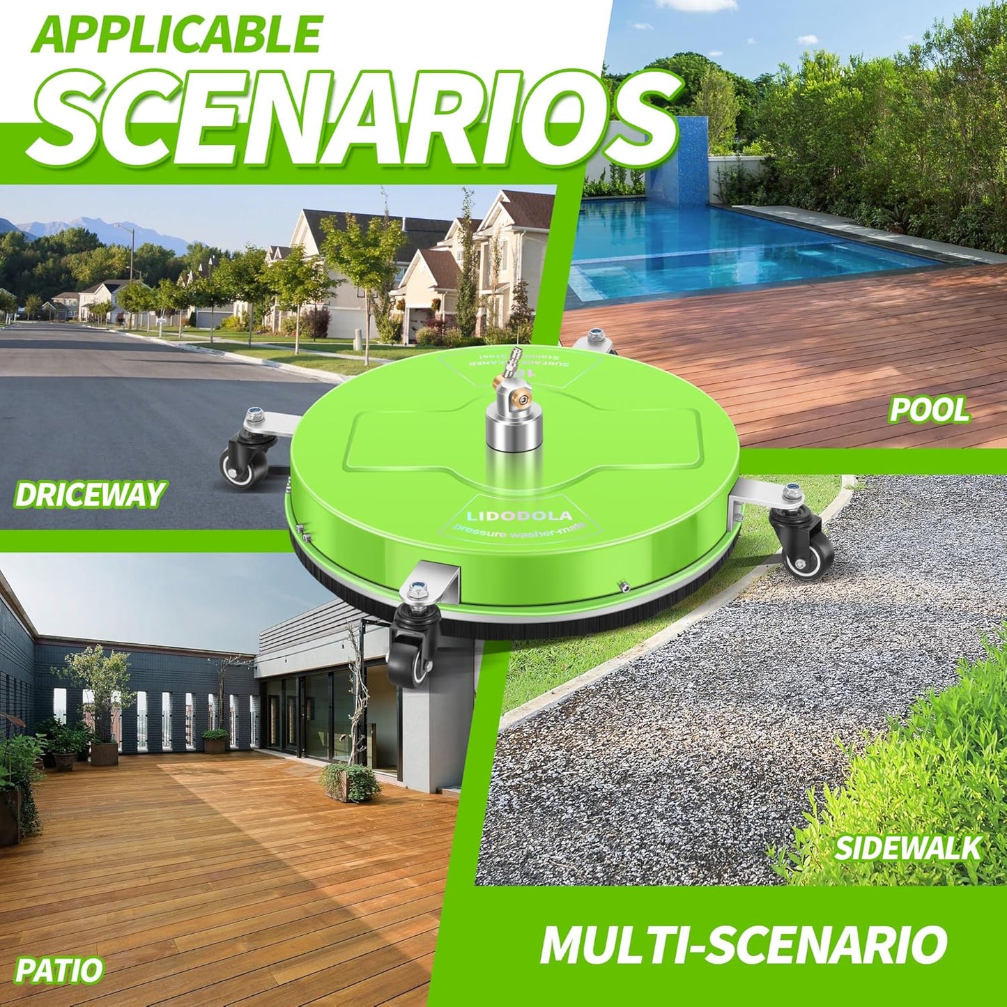 14" Pressure Washer Surface Cleaner with 4 Wheels