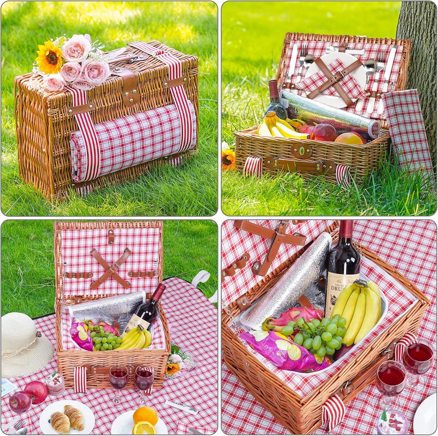 19Pcs Picnic Basket for 2 with Blanket