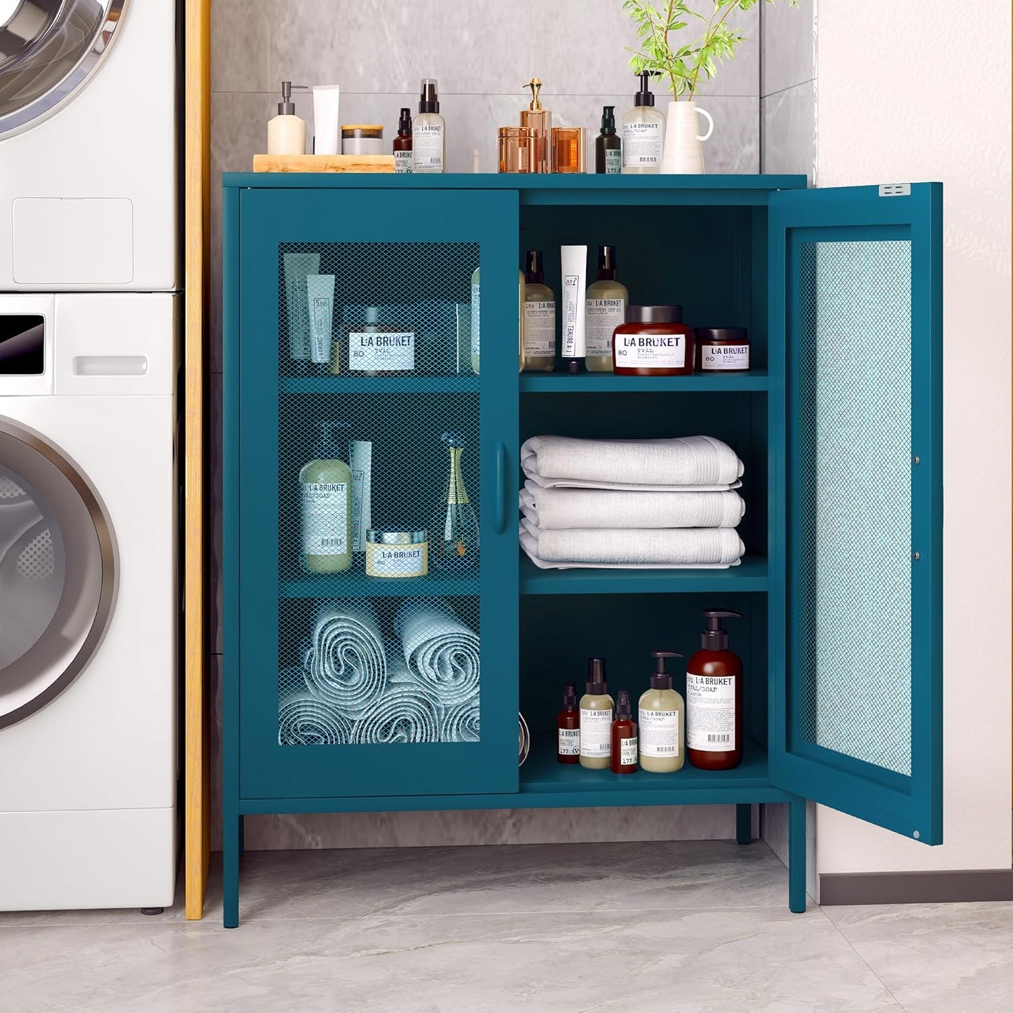 2 Door Storage Sideboard Metal Storage Cabinet with 2 Adjustable Shelf
