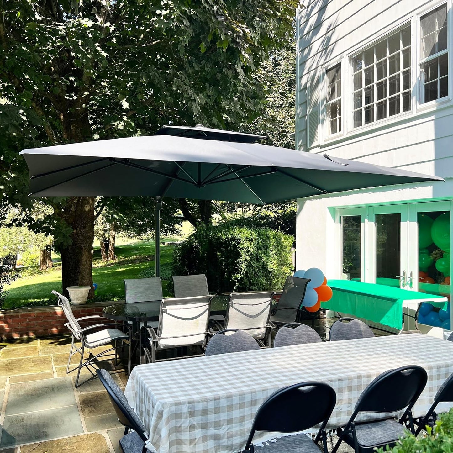12ft Patio Umbrella with Base Large Outdoor Square Umbrella