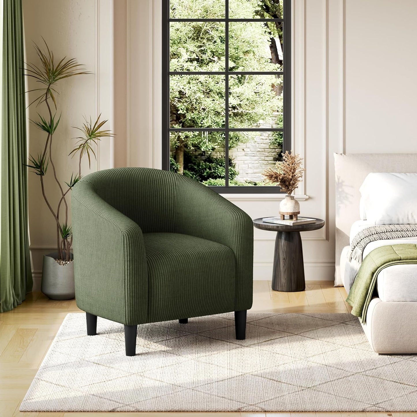 Yaheetech Accent Barrel Chair Boucle Fabric Club Chair