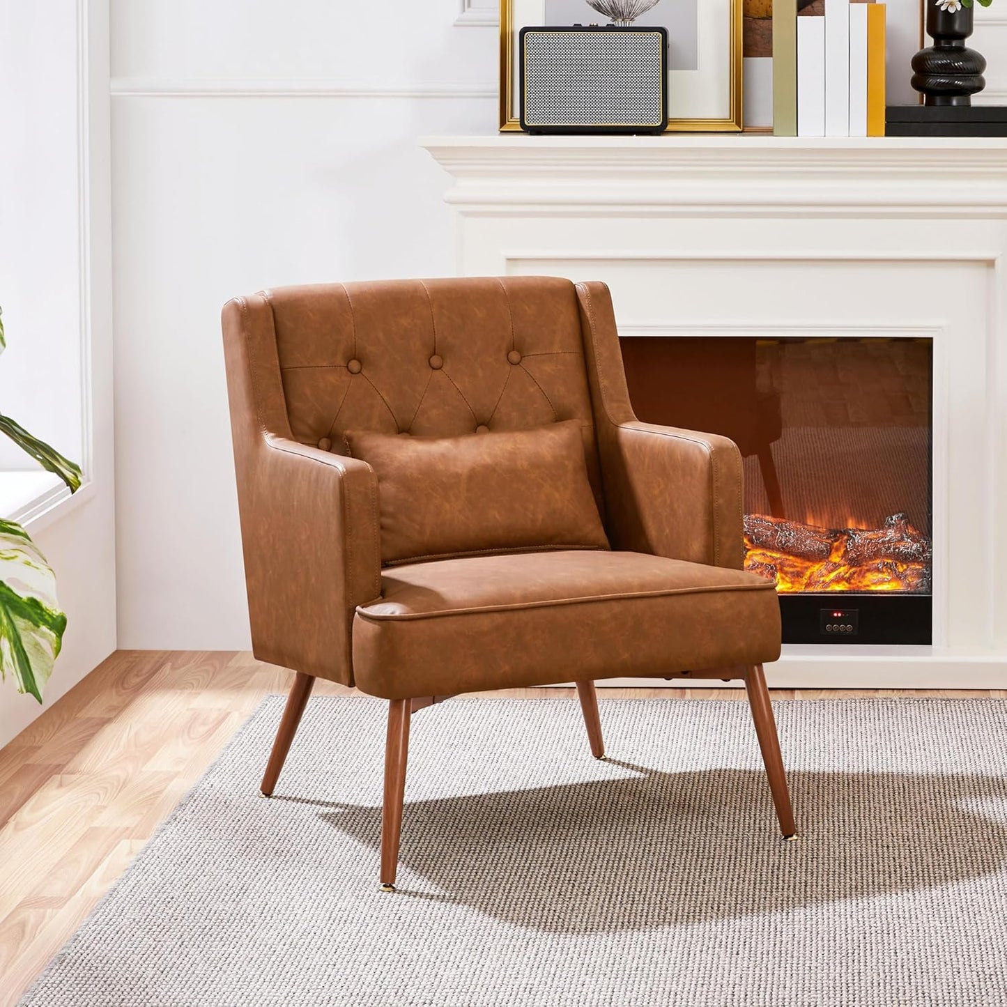 Yaheetech Accent Chair Living Room Chair Brown