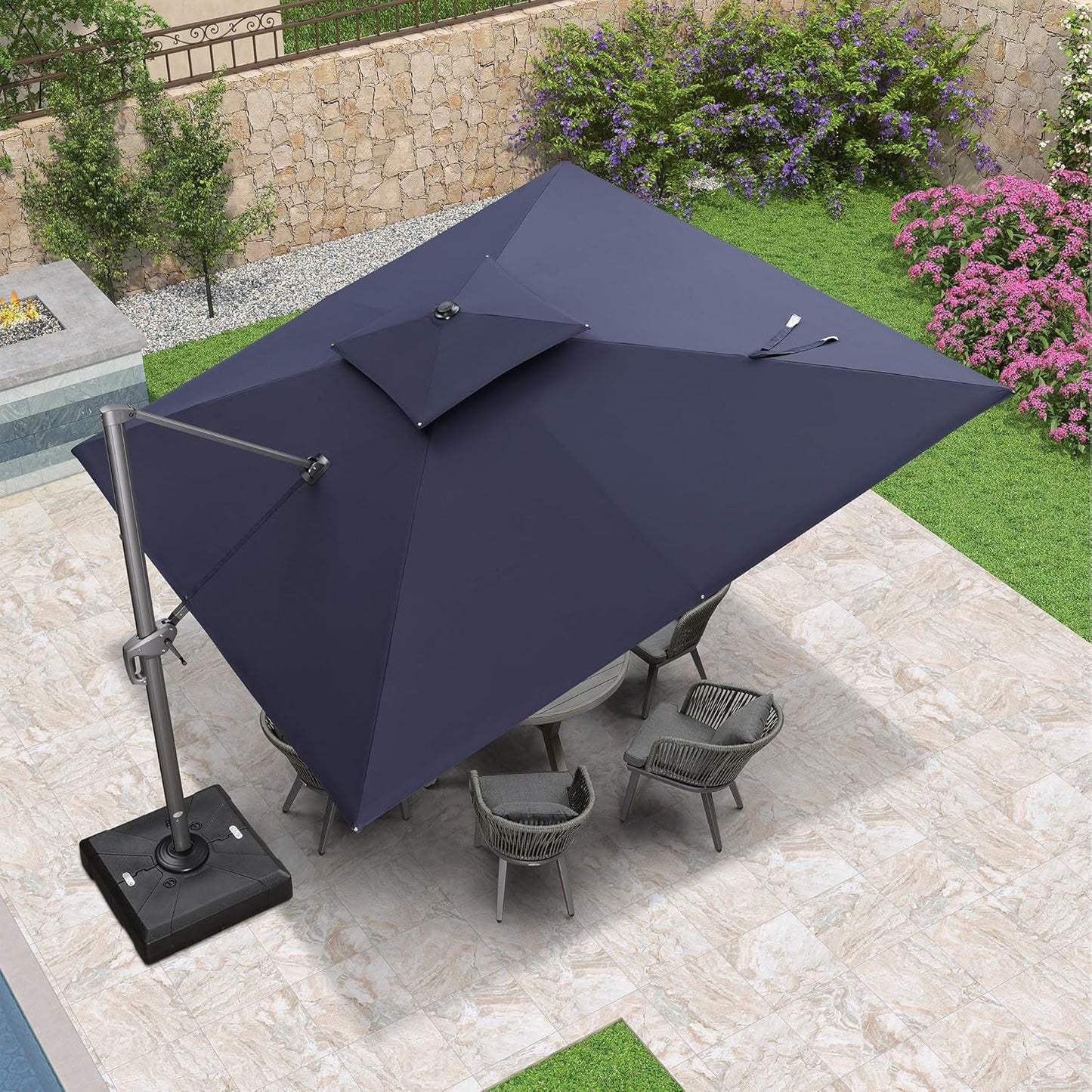 12ft Patio Umbrella with Base Large Outdoor Square Umbrella