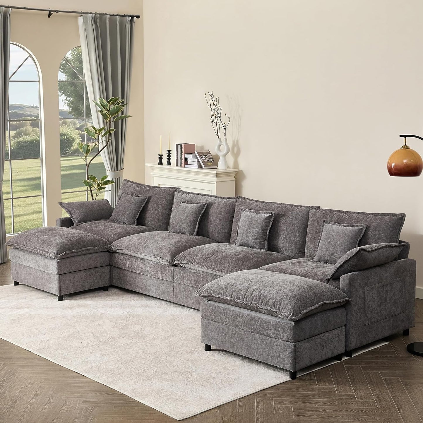 108" U Shaped Couch Modular Sectional Sofa
