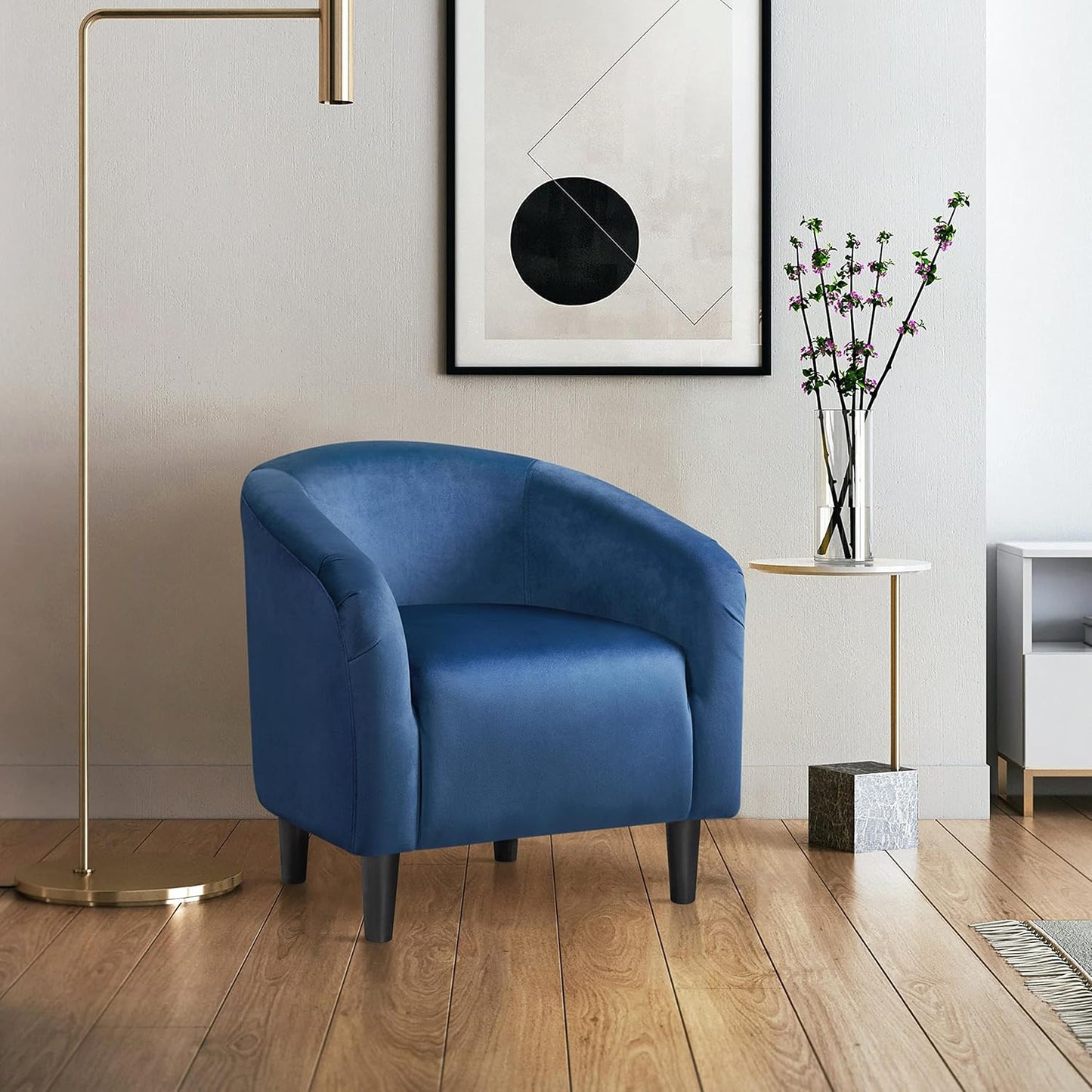 Yaheetech Accent Barrel Chair Boucle Fabric Club Chair