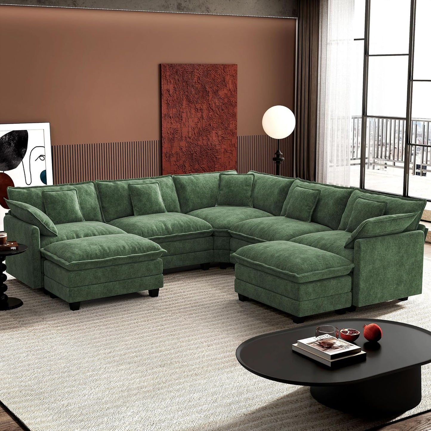 146" U-Shaped Modern Sofa Modular Sectional Cloud Couch