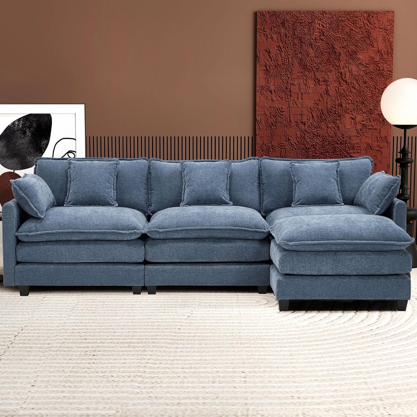 146" U-Shaped Modern Sofa Modular Sectional Cloud Couch