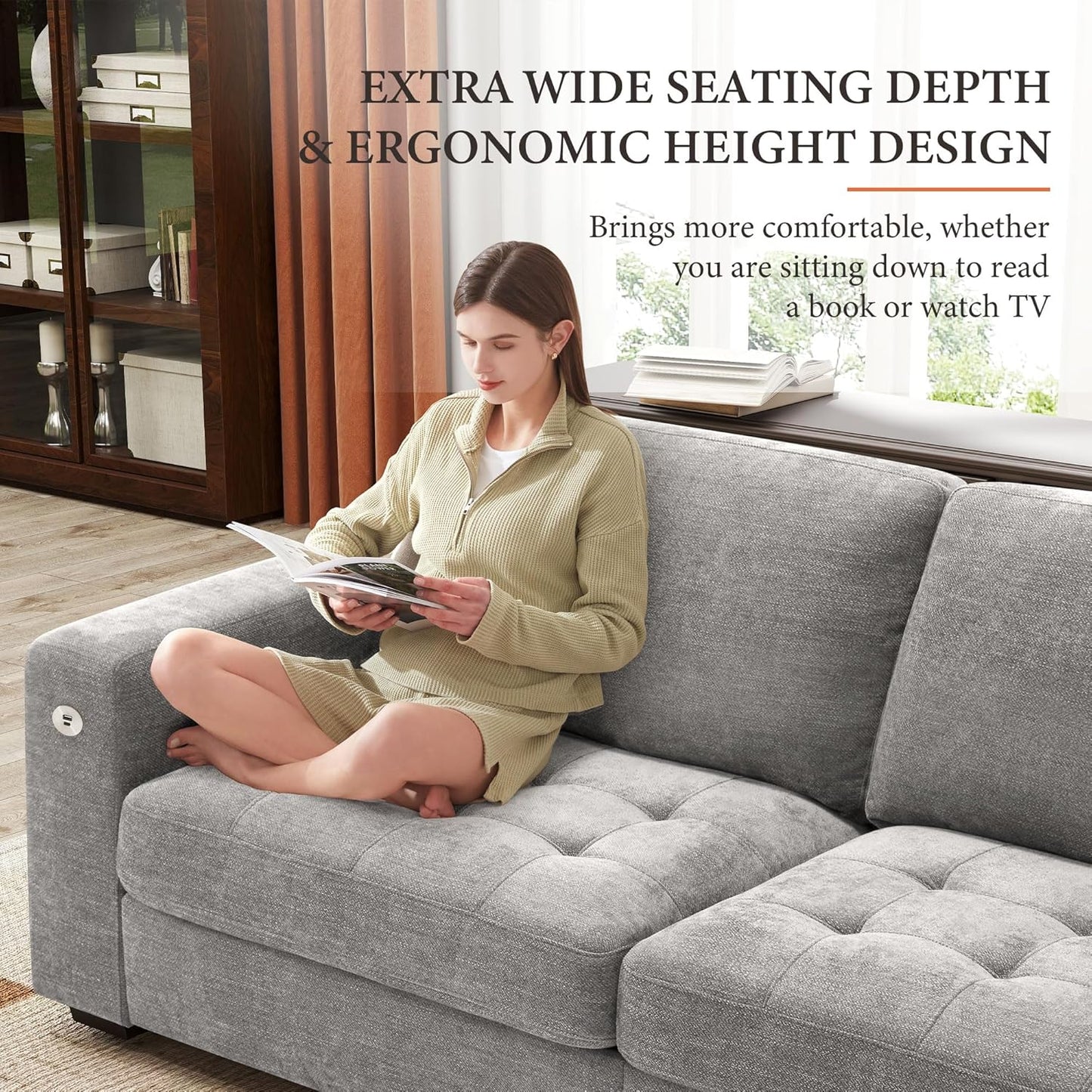 146" U-Shaped Modern Sofa Modular Sectional Cloud Couch