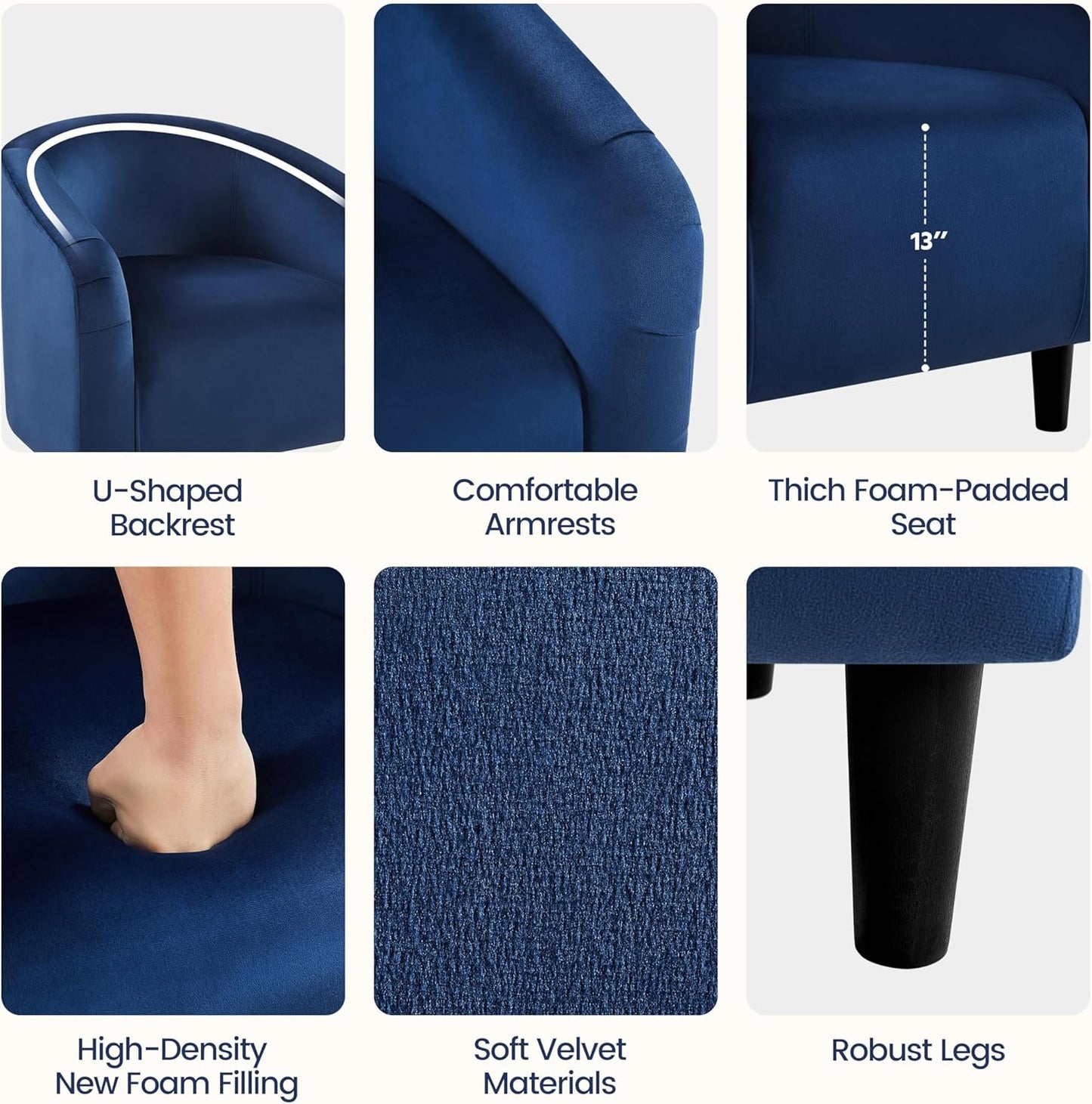 Yaheetech Accent Barrel Chair Boucle Fabric Club Chair