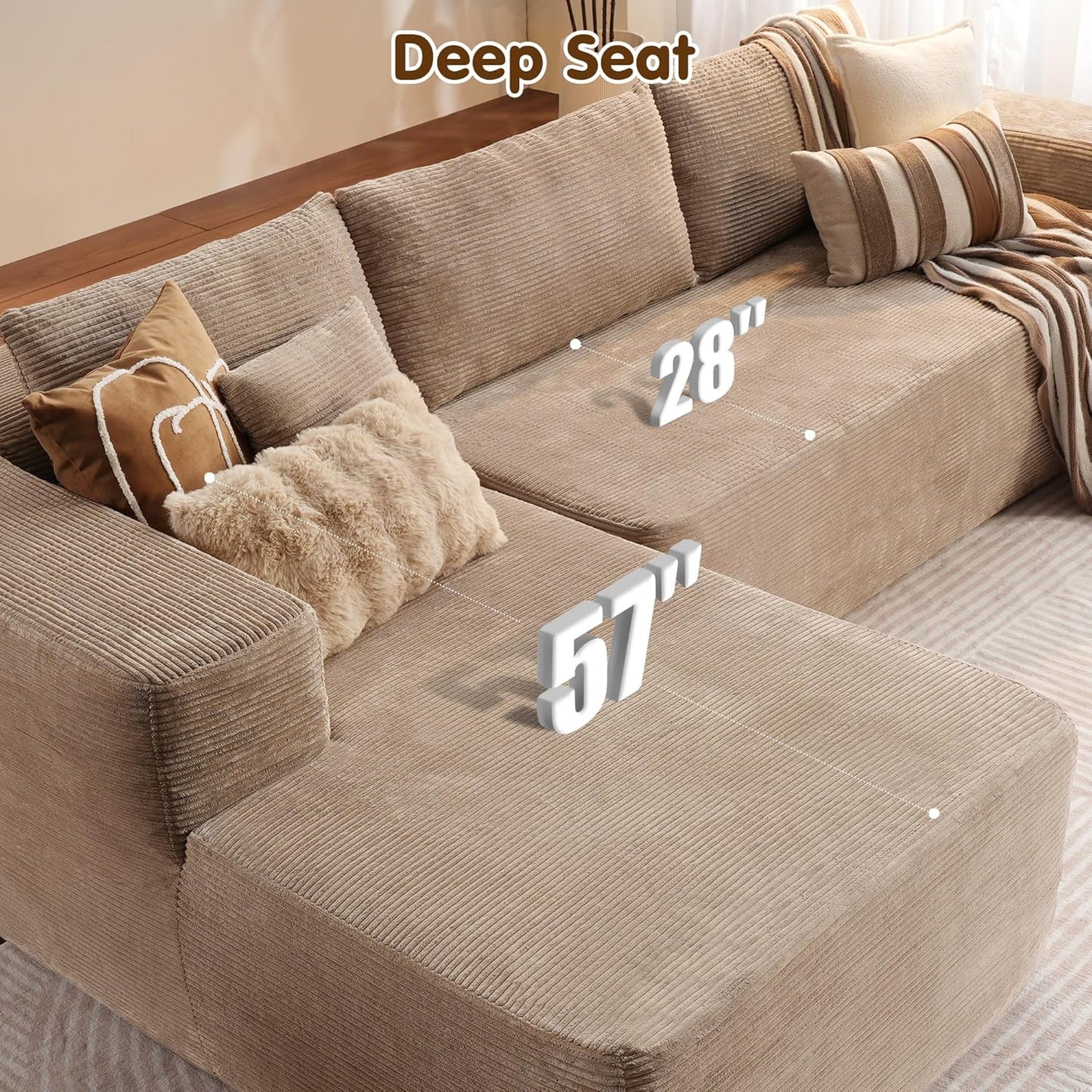104" Cloud Sectional Couch with L-Shape Chaise