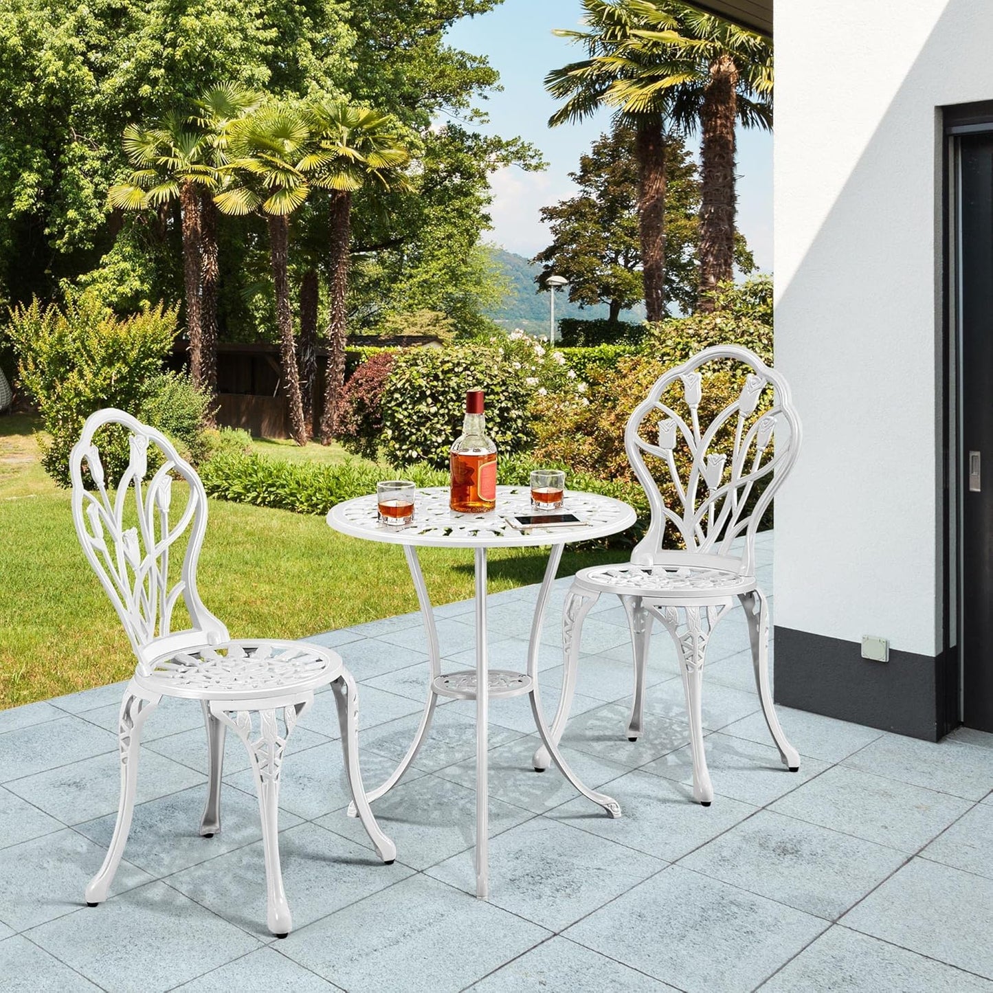 Yaheetech 3-Piece Outdoor Bistro Set w/Floral Design