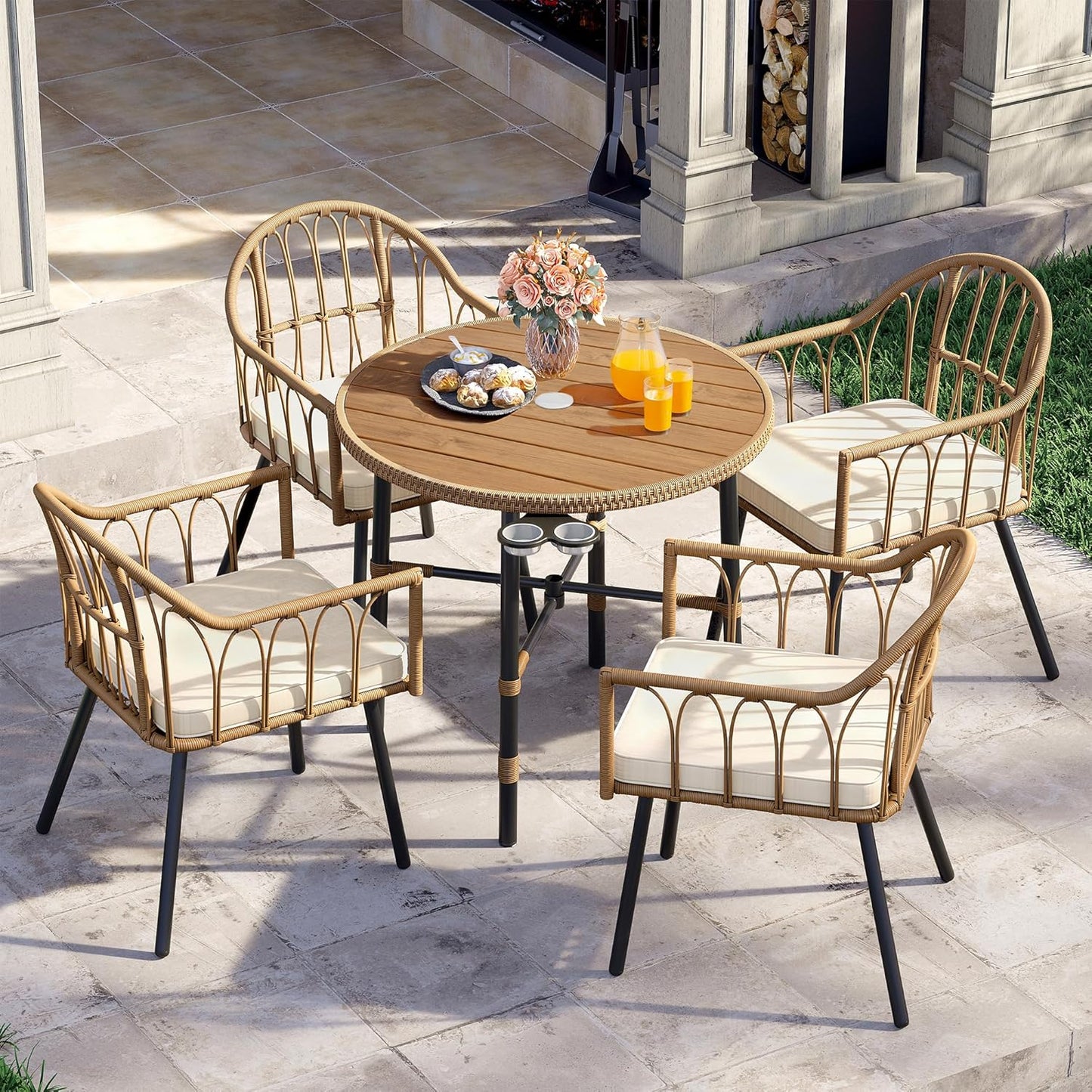 YITAHOME 5 Pieces Outdoor Patio Dining Table Chair Set