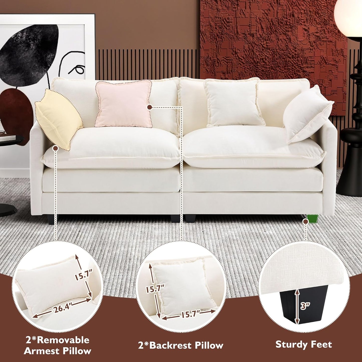 146" U-Shaped Modern Sofa Modular Sectional Cloud Couch