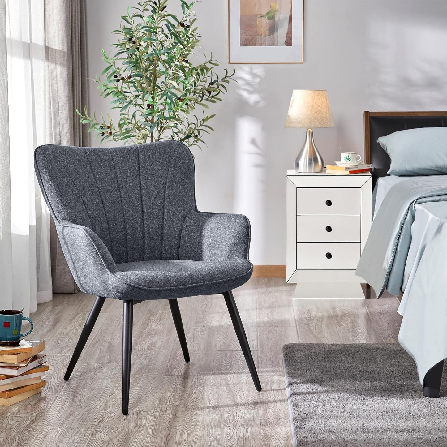 Yaheetech PU Leather Armchair Modern Accent Chair with Metal Legs