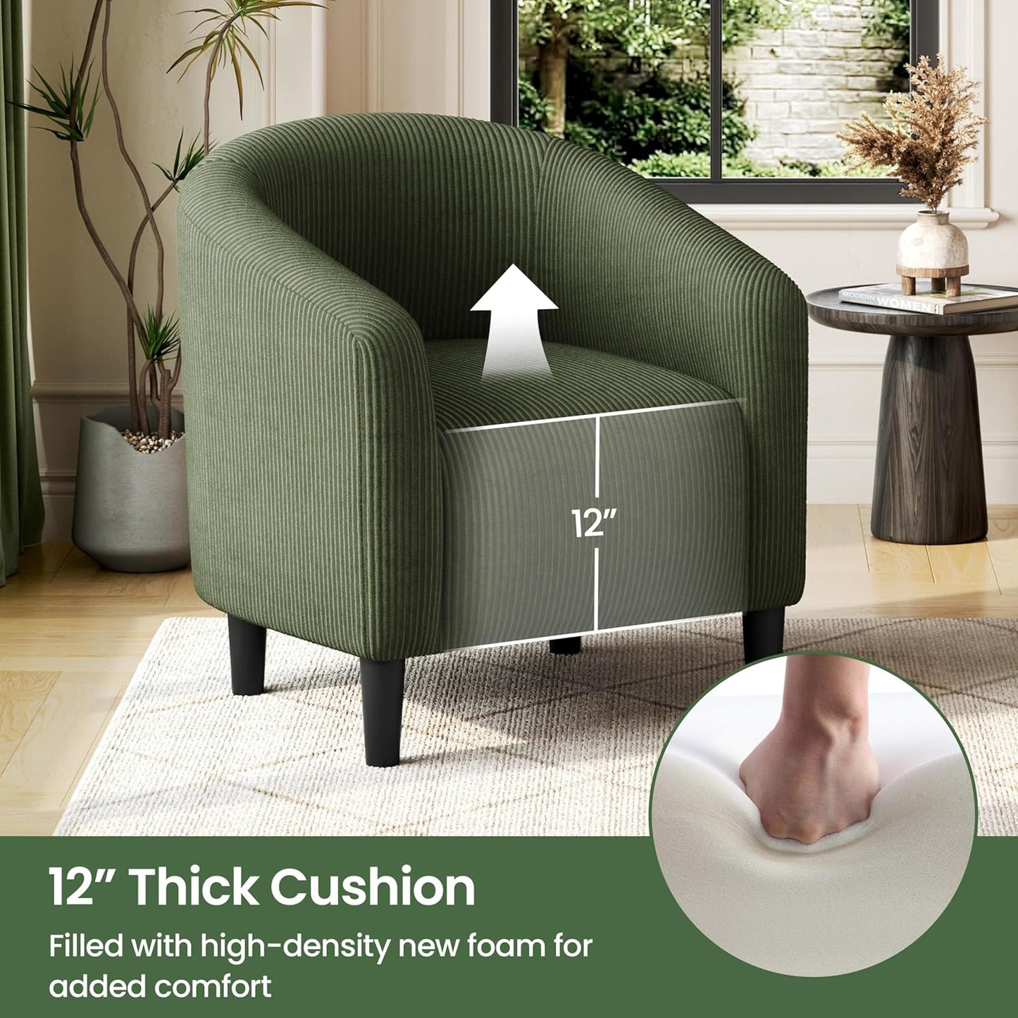 Yaheetech Accent Barrel Chair Boucle Fabric Club Chair