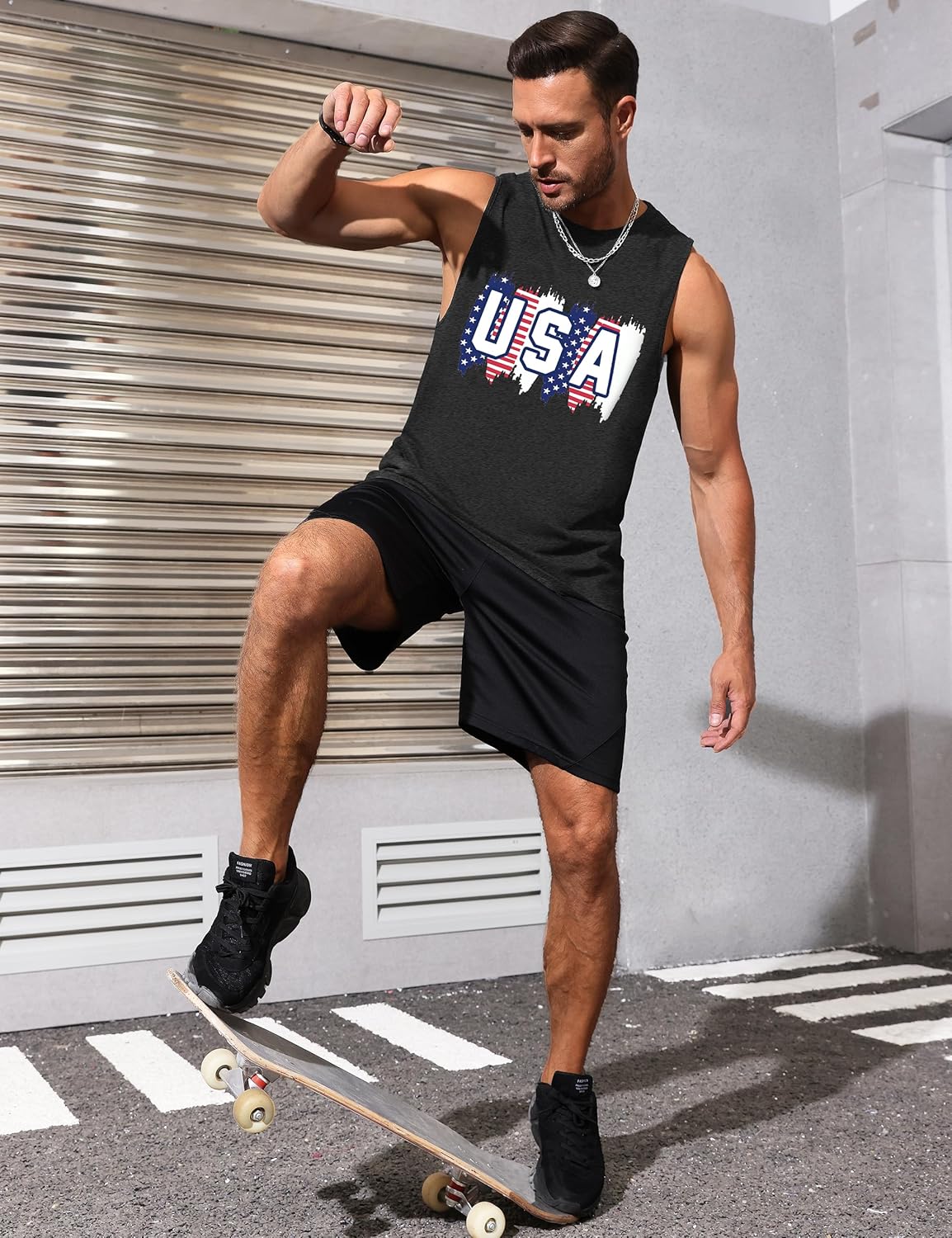 Mens Tank Tops Beach Summer Sleeveless Shirts Graphic Palm Tree Vacation